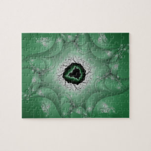 Albträume   Kunst des grünen und weißen Fraktals Puzzle
