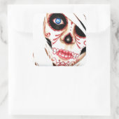 Albträume Tag des Toten Zucker-Schädelmädchens Quadratischer Aufkleber (Tasche)