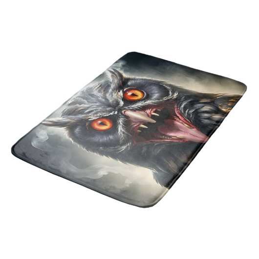 "Albtraumflügel: Das Fanged Vampire-Owl" Badematte (Schrägansicht)