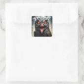 "Albtraumflügel: Das Fanged Vampire-Owl" Quadratischer Aufkleber (Tasche)