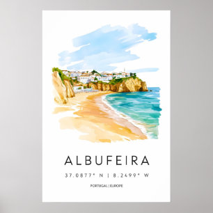 Albufeira Aquarell Vintage Nationales Ski-Poster Poster