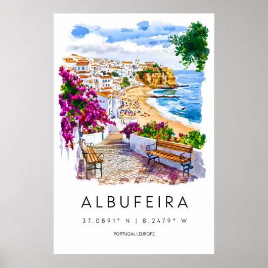 Albufeira-Aquarellposter Albufeira-Reiseprint Poster (Vorne)
