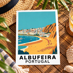 Albufeira, Portugal Europäische Retro-Reise Kunst Postkarte