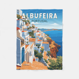 Albufeira Portugal Reise Kunst Vintage Fleecedecke