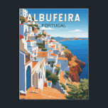 Albufeira Portugal Reisen Vintag Postkarte<br><div class="desc">Albufeira Retro Vektor-Reise-Design. Albufeira ist eine Küstenstadt in der südlichen Algarve Region von Portugal. Es ist ein ehemaliges Fischerdorf,  das zu einem der wichtigsten Urlaubsziele geworden ist.</div>