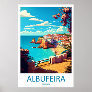 Albufeira Portugal Reiseplakat Vintage Skifahren Poster