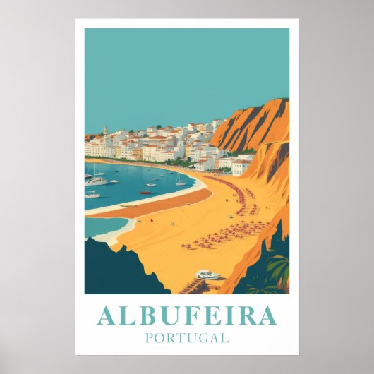 Albufeira Portugal Vintage Reise Strand Kunst Poster (Vorne)