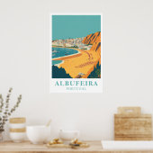 Albufeira Portugal Vintage Reise Strand Kunst Poster (Küche)