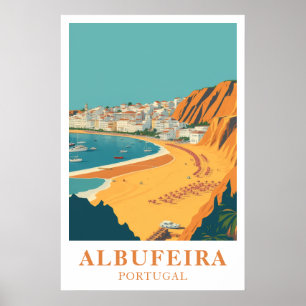 Albufeira Portugal Vintage Reise Strand Kunst Poster