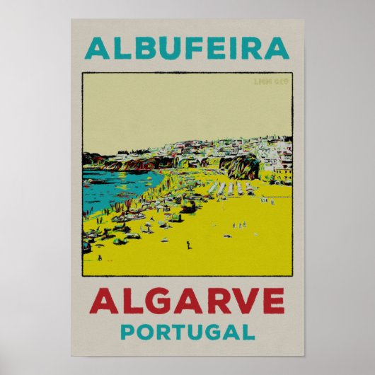 Albufeira Strand Algarve Portugal Jahrgang Reise Poster (Vorne)