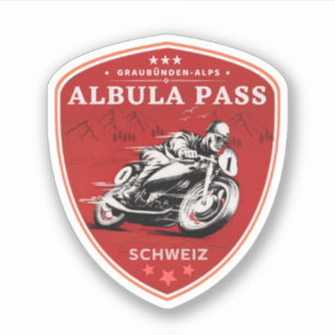 Albula-Pass Schweizer-Alpen Motorrad-Tour Aufkleber