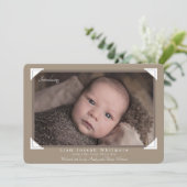 Album Foto Corners Birth Ankündigung (Stehend Vorderseite)