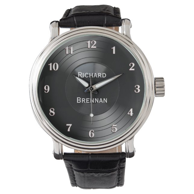 Album Personalisiert Novelty White Numbers Armbanduhr (Vorderseite)