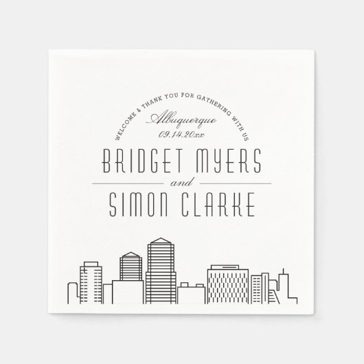 Albuquerque Deko Skyline | Hochzeitsveranstaltung Serviette (Vorderseite)