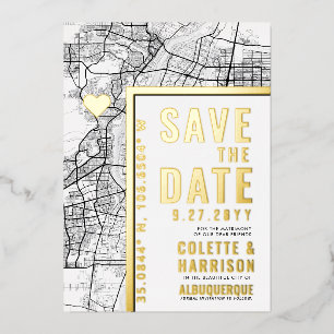 Albuquerque Love Locator Hochzeit Save the Date Folieneinladung