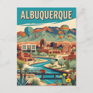 Albuquerque New Mexico Ballon Vintage Poster Postkarte