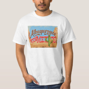 Albuquerque New Mexico Cartoon Desert Retro Travel T-Shirt