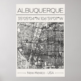 Albuquerque New Mexico Charcoal-Stadtplanposter Poster