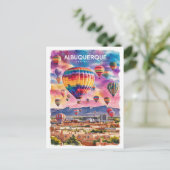 Albuquerque New Mexico Hot Air Balloons Aquarell Postkarte (Stehend Vorderseite)
