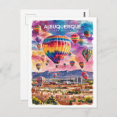 Albuquerque New Mexico Hot Air Balloons Aquarell Postkarte (Vorne/Hinten)