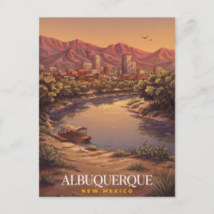 Albuquerque New Mexico Malerische Skyline Kunst Postkarte