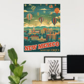 Albuquerque, New Mexico mit einem Heißluftballon Poster (Heimbüro)
