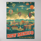 Albuquerque, New Mexico mit einem Heißluftballon Poster (Vorne)
