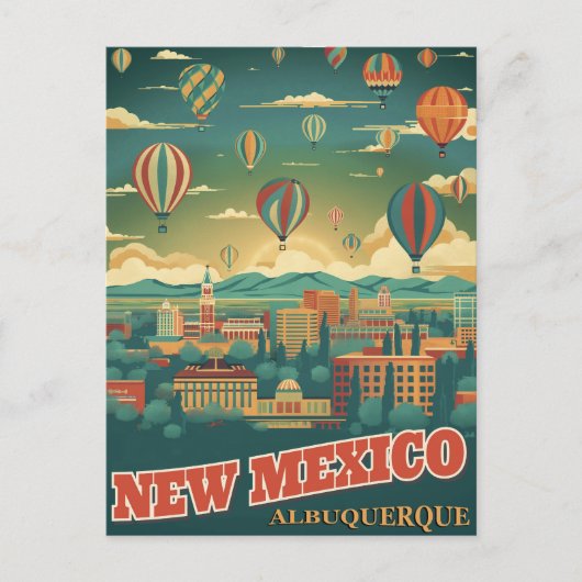Albuquerque, New Mexico mit einem Heißluftballon Postkarte (Vorderseite)