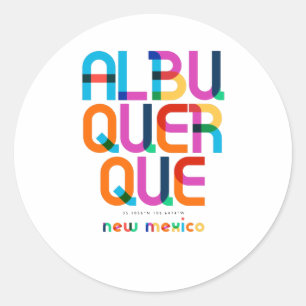 Albuquerque New Mexico Mitte Jahrhundert, Pop Art, Runder Aufkleber