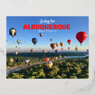 Albuquerque New Mexico Postcard Hot Air Balloons Folien Feiertagspostkarte
