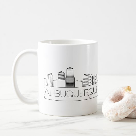 Albuquerque, New Mexico Stylized Skyline Kaffeetasse (Mit Donut)