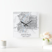 Albuquerque New Mexico Texas USA Reiseplan Quadratische Wanduhr (Zuhause)