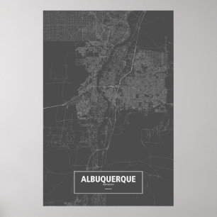 Albuquerque, New Mexico (weiß auf schwarz) Poster
