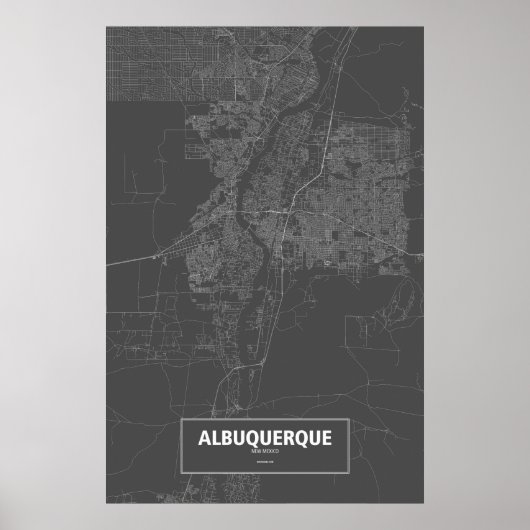 Albuquerque, New Mexico (weiß auf schwarz) Poster (Vorne)