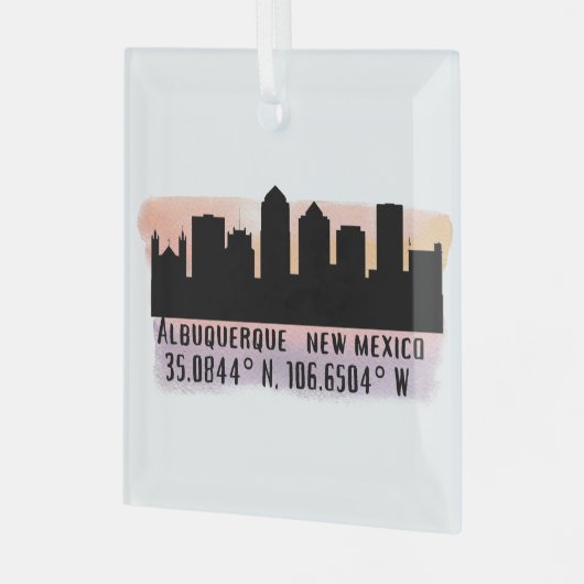Albuquerque NM City Skyline Ornament Aus Glas (Vorderseite links)