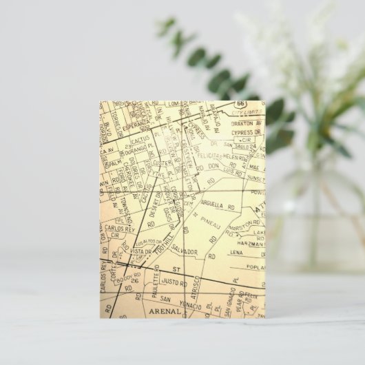 Albuquerque, NM Vintag Map Postkarte (Stehend Vorderseite)