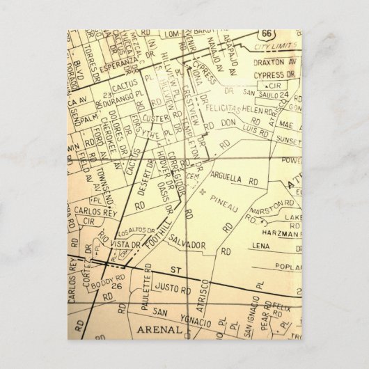 Albuquerque, NM Vintag Map Postkarte (Vorderseite)