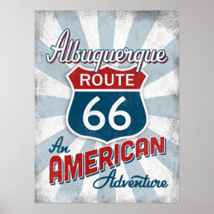 Albuquerque Route 66 Vintage Amerika New Mexico Poster