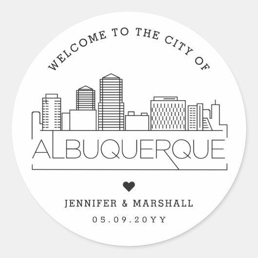 Albuquerque Skyline | Begrüßung Runder Aufkleber (Vorderseite)