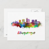 Albuquerque skyline im Watercolor Postkarte (Vorne/Hinten)