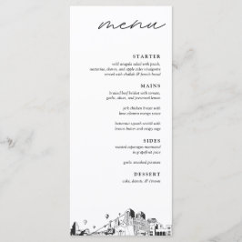 Albuquerque Skyline Modernes Menü für Hochzeitsess Menükarte