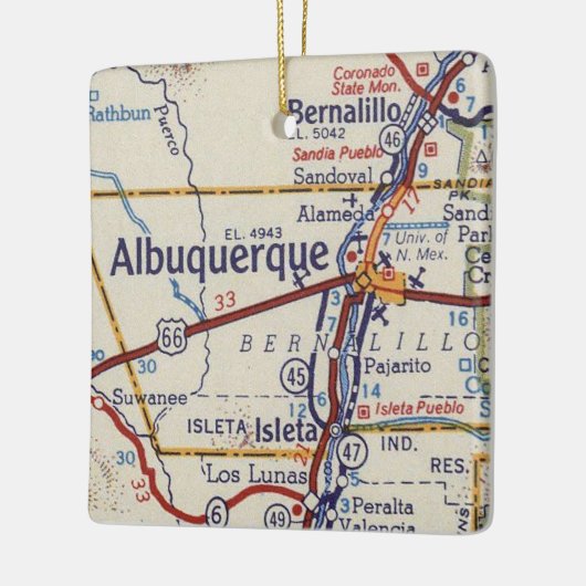 Albuquerque Vintag Map Keramikornament (Links)