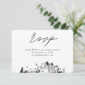 Albuquerque Wedding Minimalistisch Sketch UAWG Begleitkarte (Stehend Vorderseite)