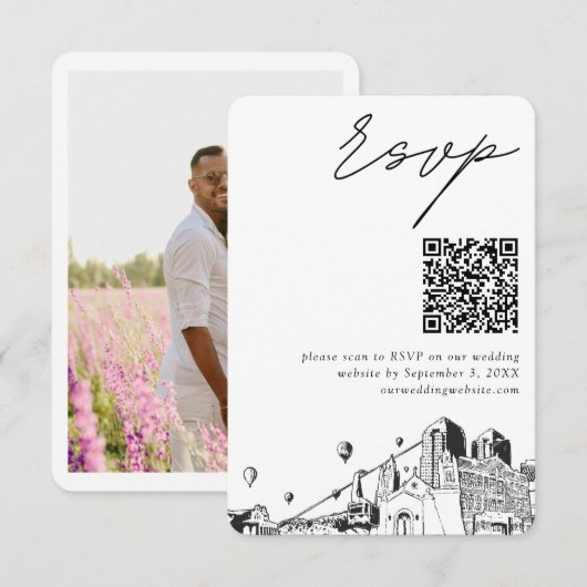 Albuquerque Wedding Modern UAWG QR Code Begleitkarte (Vorne/Hinten)