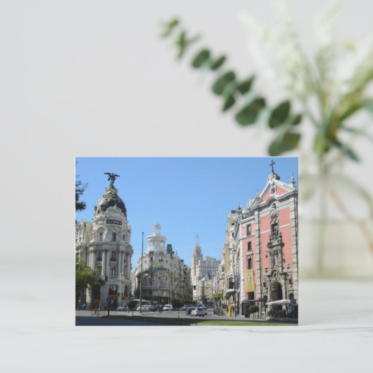 Alcala und Gran Via, Madrid Postcard Postkarte (Stehend Vorderseite)