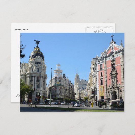 Alcala und Gran Via, Madrid Postcard Postkarte (Vorne/Hinten)