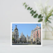 Alcala und Gran Via Street, Madrid Postcard Postkarte (Stehend Vorderseite)