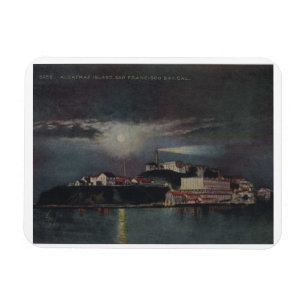 Alcatraz bei Nacht, San Francisco, Vintage Magnet