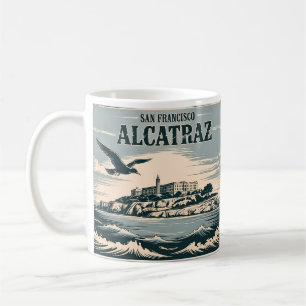 Alcatraz Insel Gefängnis San Francisco Reise Retro Kaffeetasse