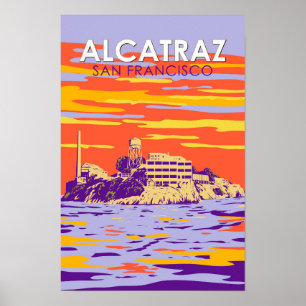Alcatraz Insel San Francisco Reise Kunst Vintage Poster
